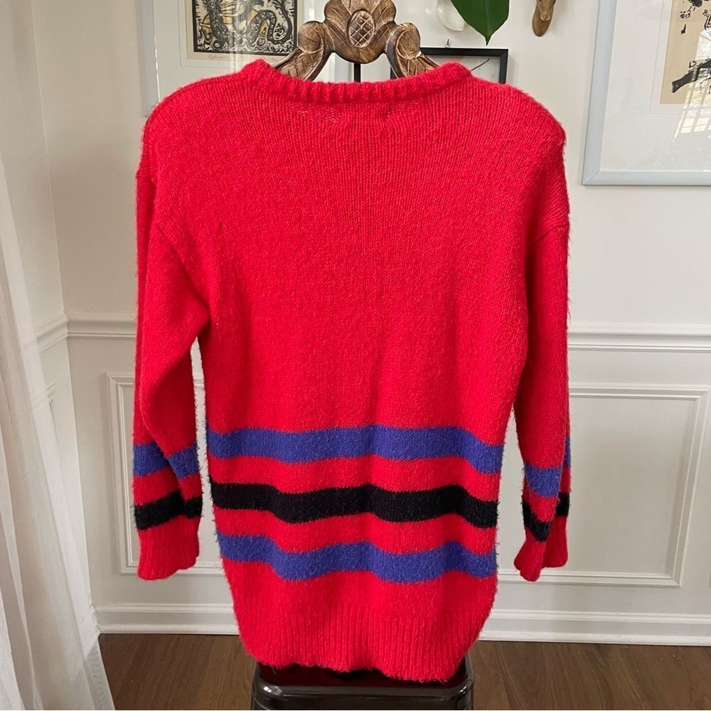 Vintage 80s 1980s Rafael Acrylic Mohair Biplane Airplane Novelty Sweater M - Picture 5 of 10